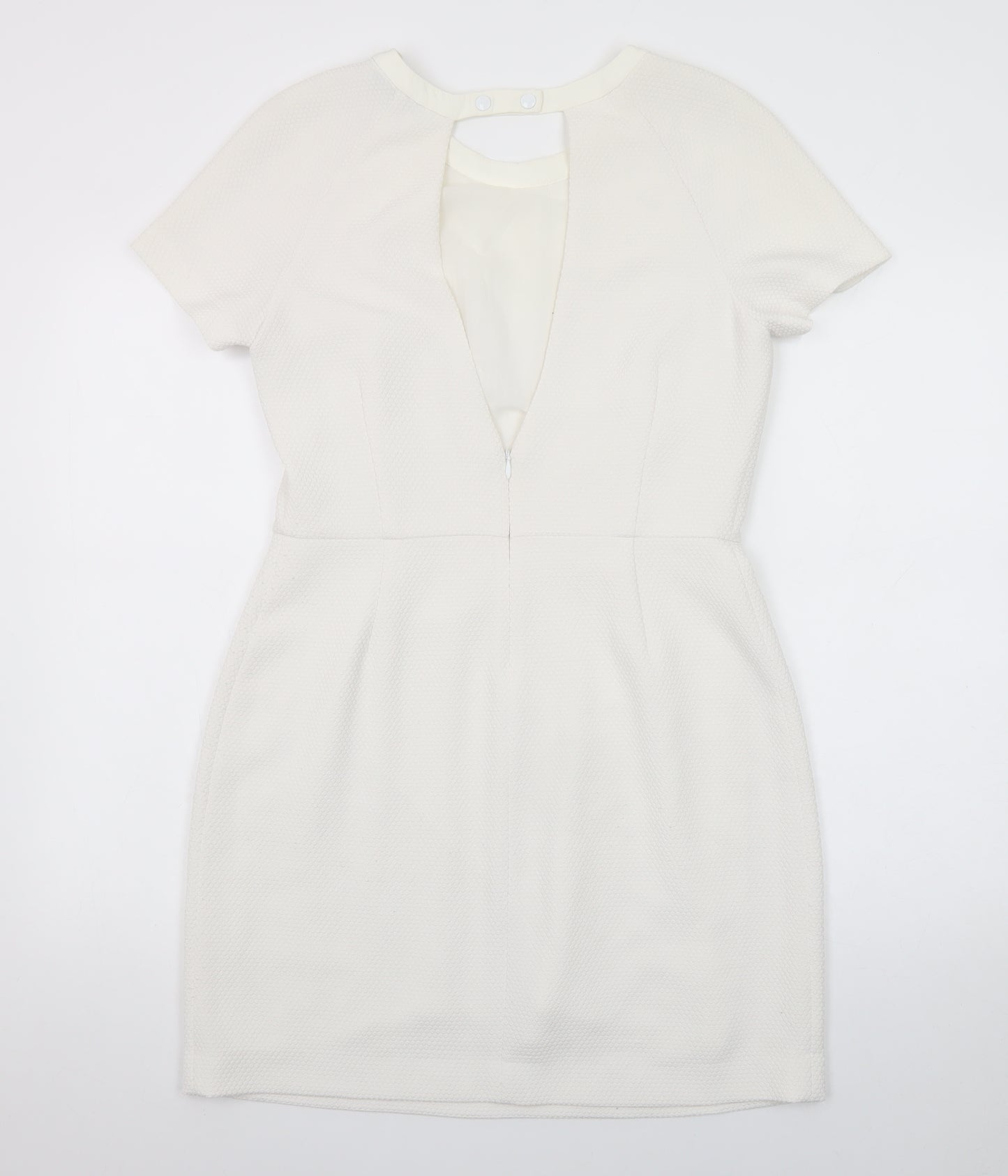 Sandro Women Ivory Short Sleeve Sheath Dress Size 12
