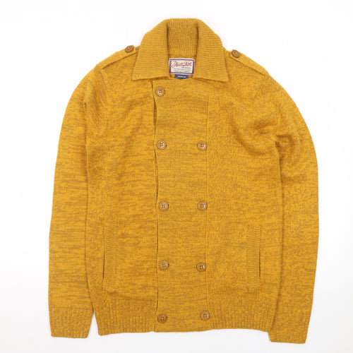 Alcott Knit Women's Yellow Wool Blend Double Breasted Cardigan Medium