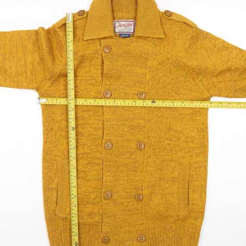 Alcott Knit Women's Yellow Wool Blend Double Breasted Cardigan Medium