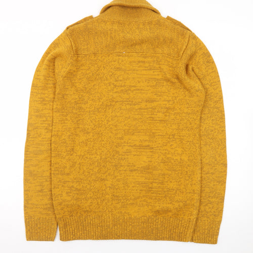 Alcott Knit Women's Yellow Wool Blend Double Breasted Cardigan Medium