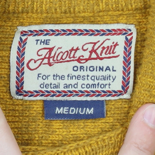 Alcott Knit Women's Yellow Wool Blend Double Breasted Cardigan Medium