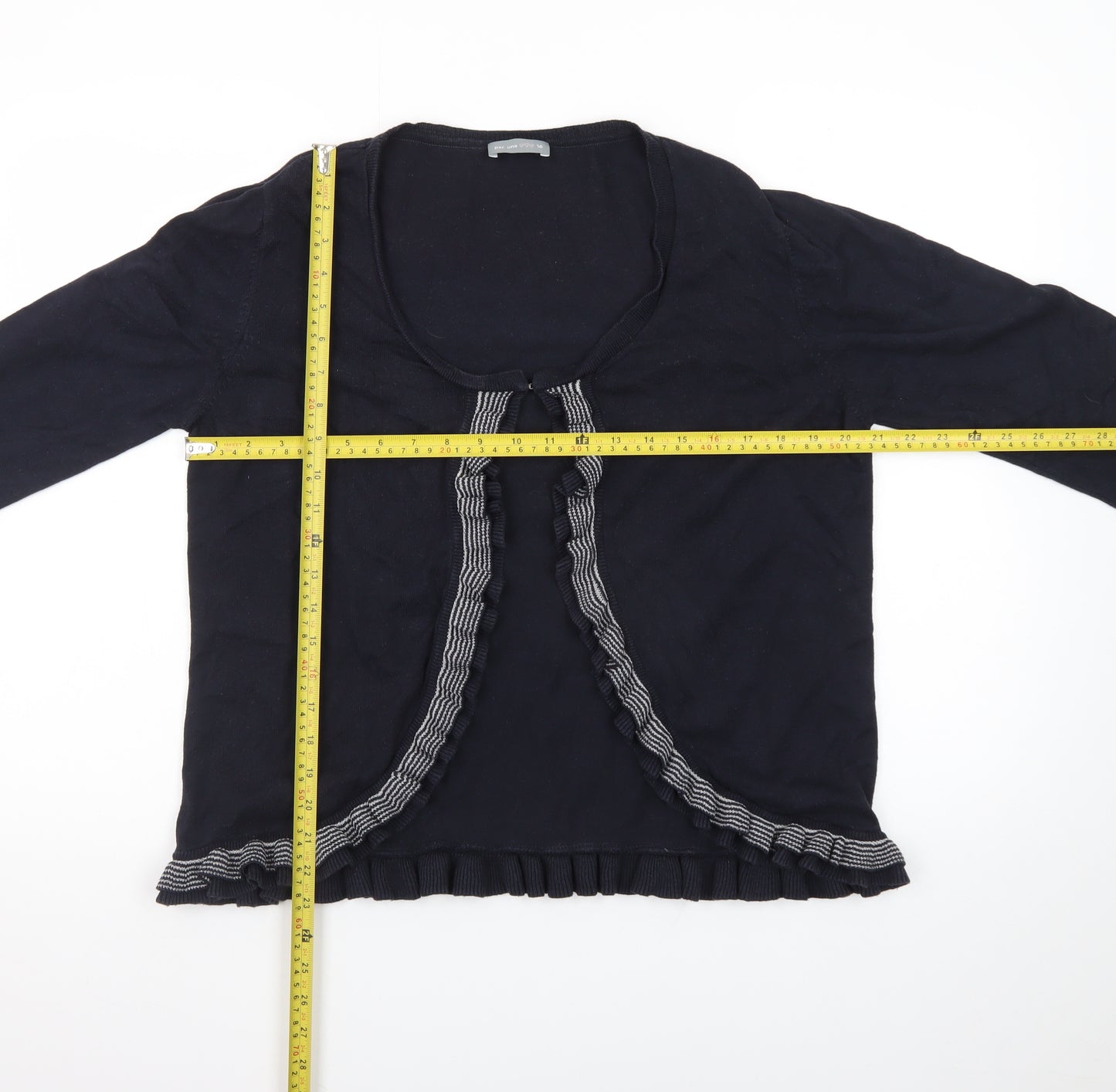 Marks and Spencer Per Una Women's Black Size 16 Ruffle Cardigan