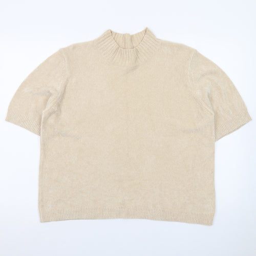 Marks and Spencer Women’s Beige Mock Neck Short Sleeve Pullover Jumper Size 20