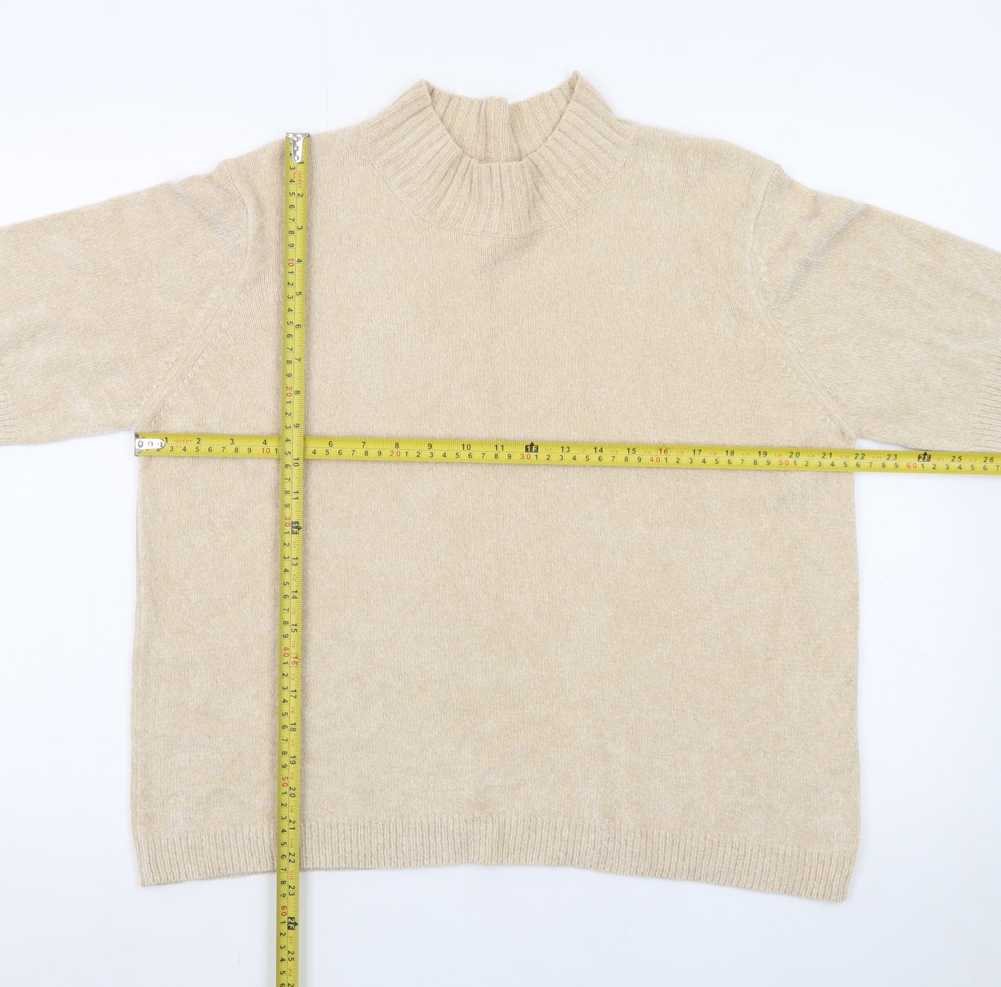 Marks and Spencer Women’s Beige Mock Neck Short Sleeve Pullover Jumper Size 20