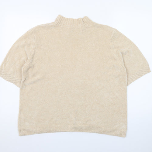 Marks and Spencer Women’s Beige Mock Neck Short Sleeve Pullover Jumper Size 20