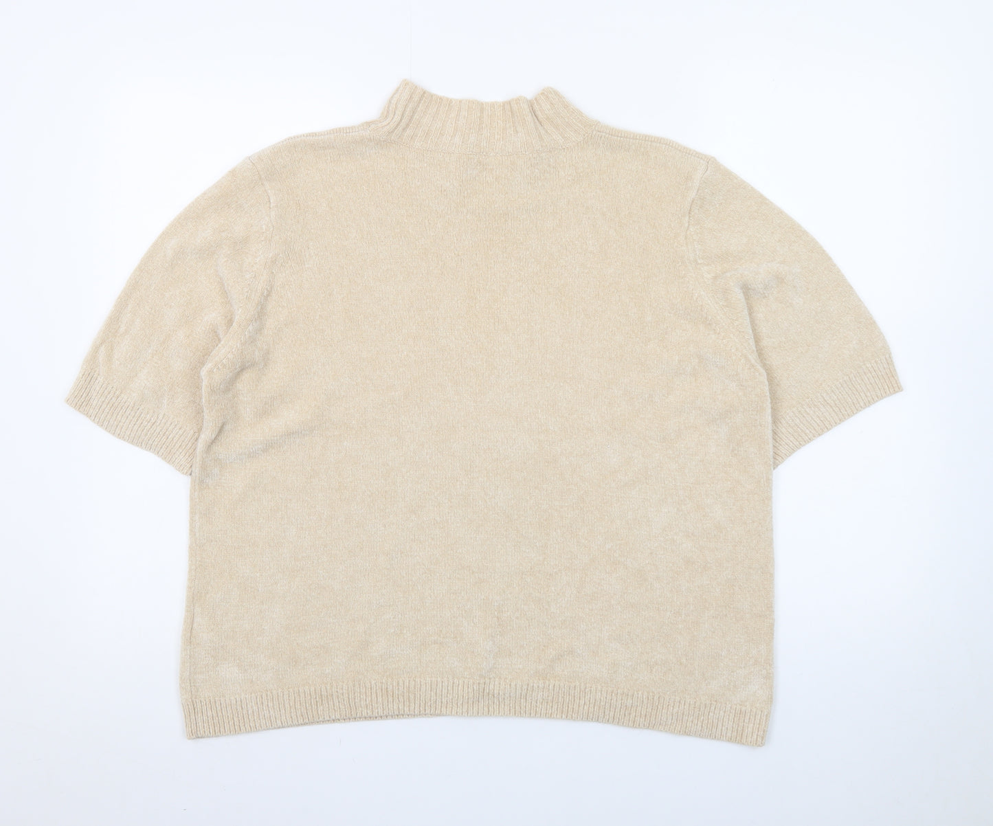 Marks and Spencer Women’s Beige Mock Neck Short Sleeve Pullover Jumper Size 20