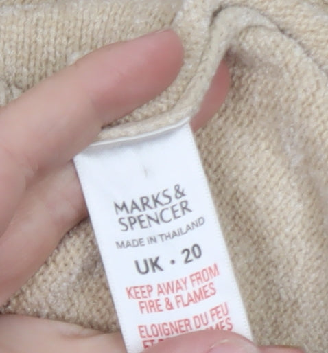 Marks and Spencer Women’s Beige Mock Neck Short Sleeve Pullover Jumper Size 20