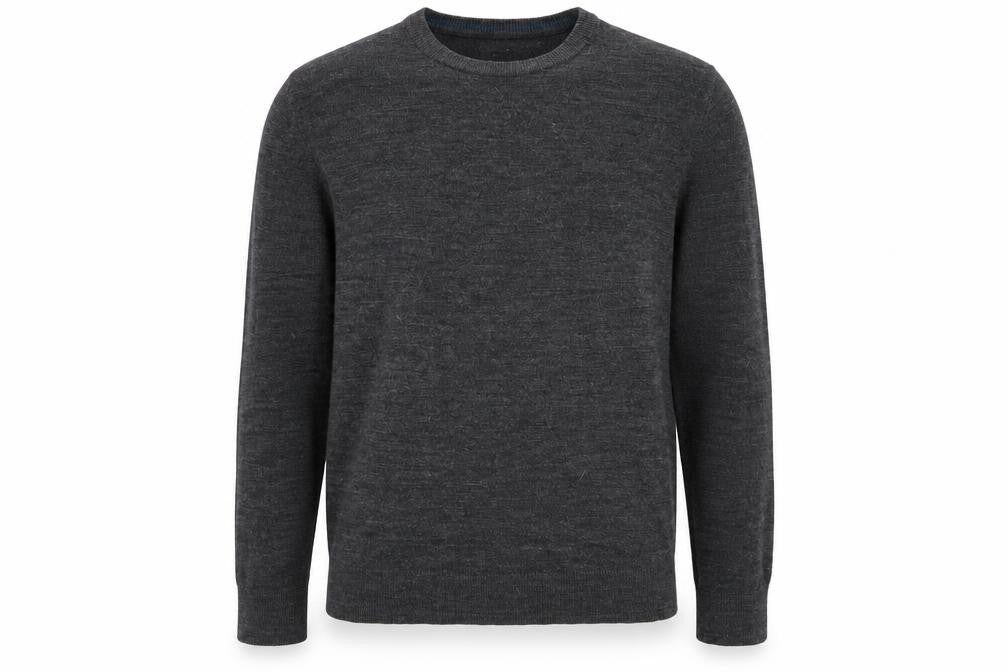 Front view of Easy Men Grey Wool Crew Neck jumper, size L
