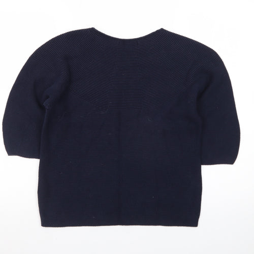 Uniqlo Women's Blue Cotton Knit 3/4 Sleeve Pullover Jumper S