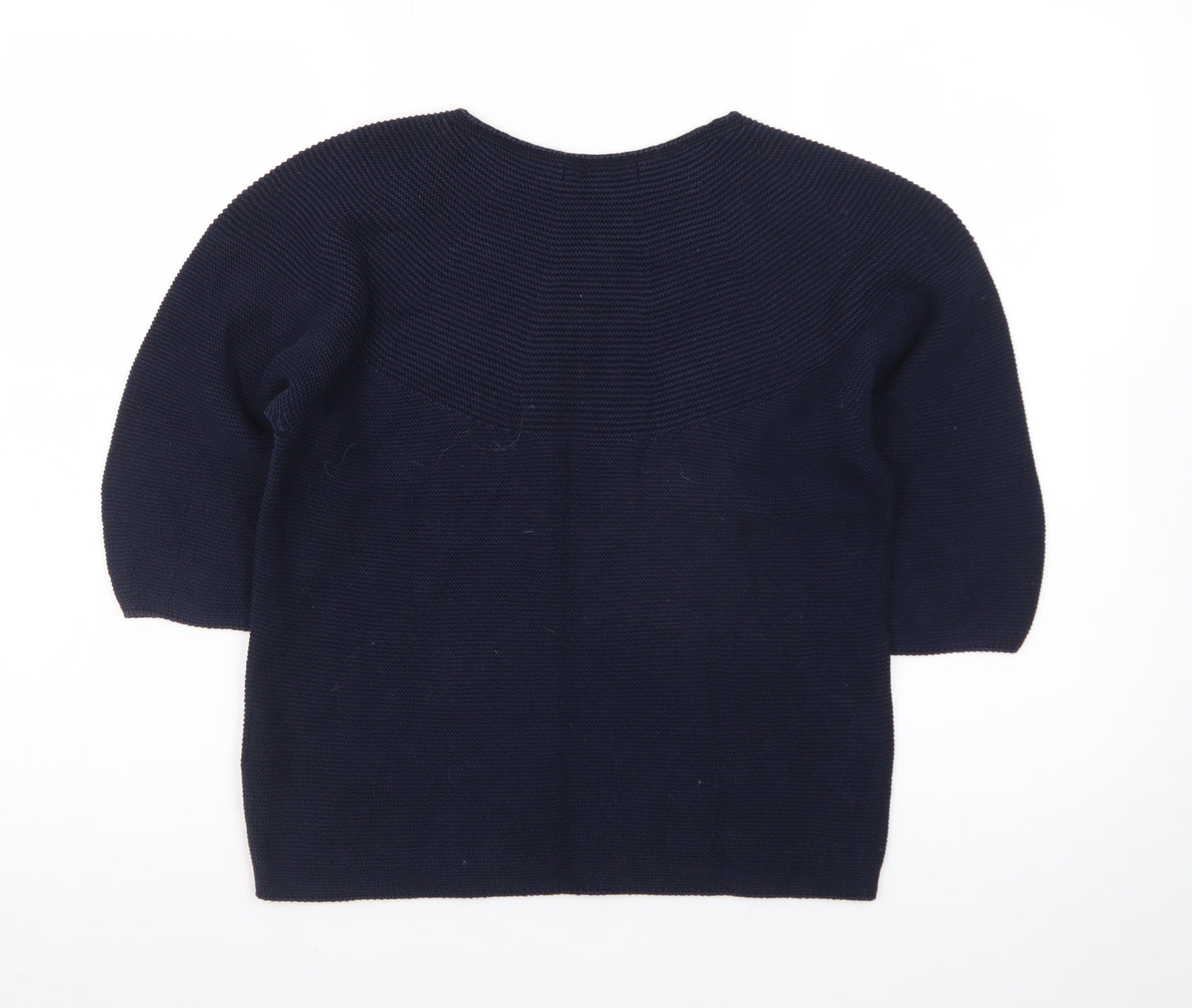 Uniqlo Women's Blue Cotton Knit 3/4 Sleeve Pullover Jumper S