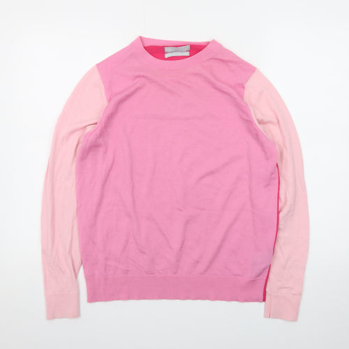 Marks and Spencer Women Pink Crew Neck Merino Wool Jumper Size 16