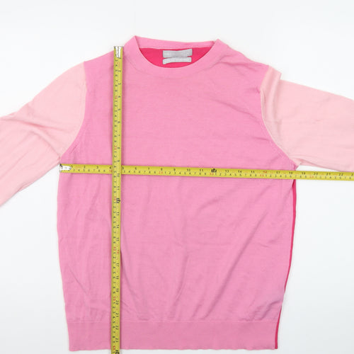 Marks and Spencer Women Pink Crew Neck Merino Wool Jumper Size 16