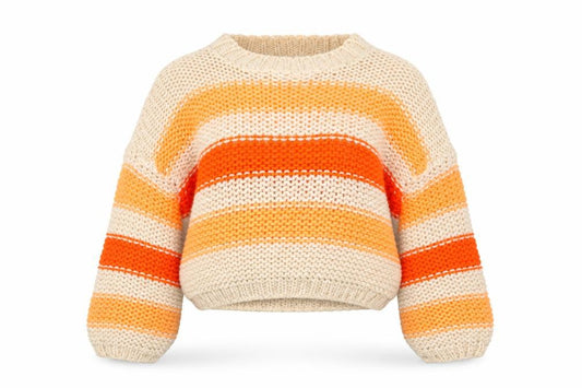 Front view of Stradivarius Women's Multicoloured Chunky Knit Striped jumper, size 8