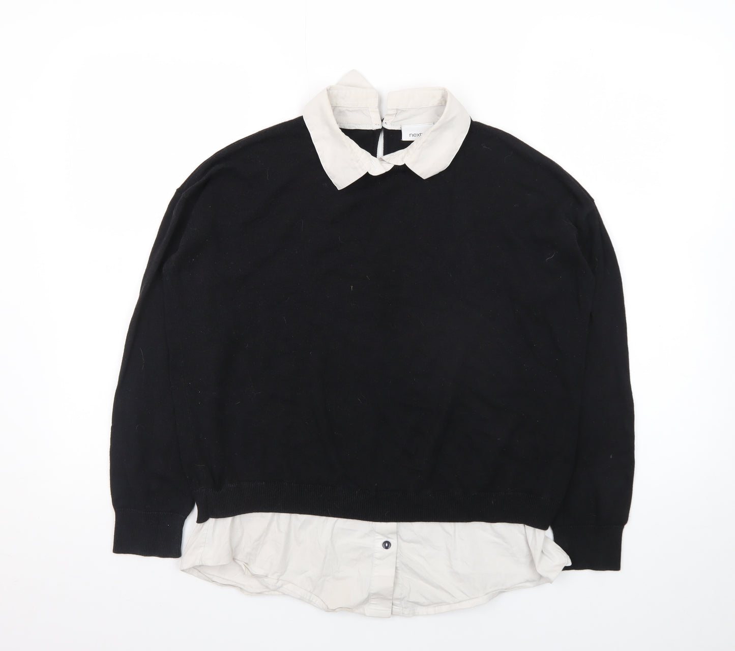 Next Women Black Collared Knit Pullover Jumper Size 12