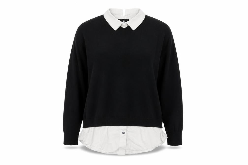 Front view of Next Women Black Collared Knit jumper, size 12