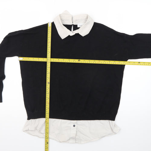 Next Women Black Collared Knit Pullover Jumper Size 12
