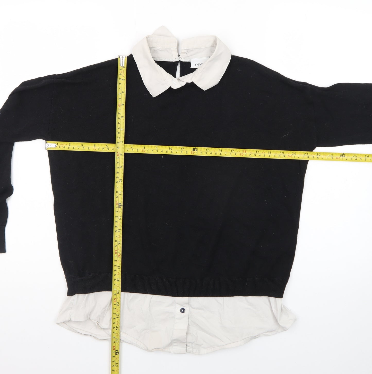 Next Women Black Collared Knit Pullover Jumper Size 12