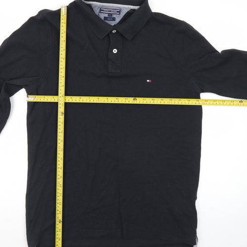 Tommy Hilfiger Men's Black Slim Fit Long Sleeve Polo Shirt Size L
