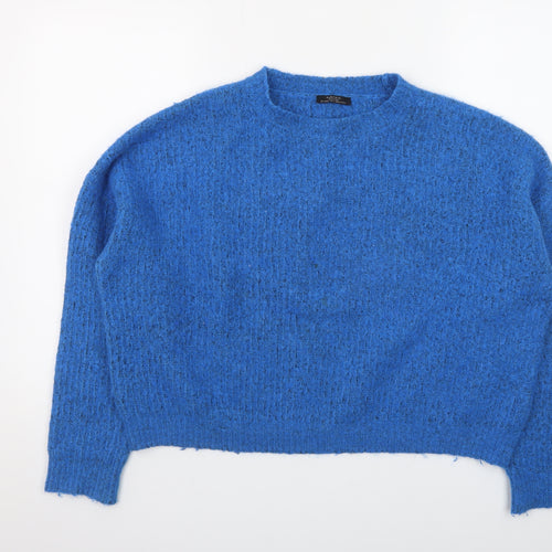 Parfois Women Blue Chunky Knit Relaxed Pullover Jumper One Size