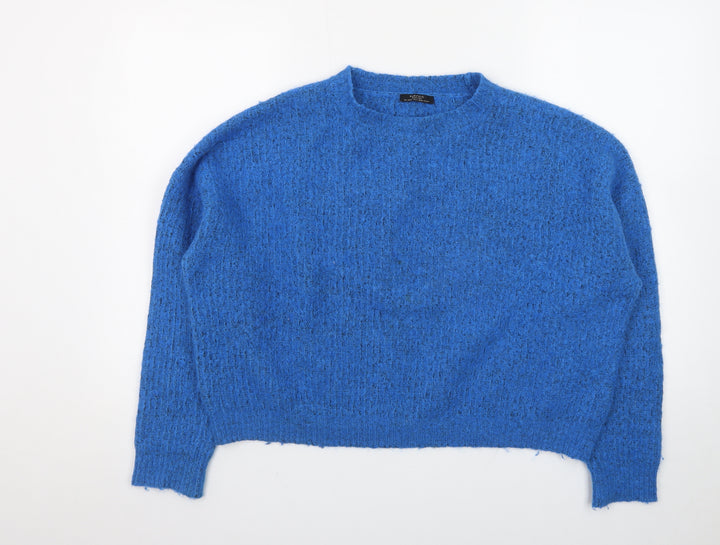 Parfois Women Blue Chunky Knit Relaxed Pullover Jumper One Size