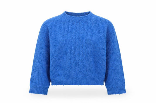 Front view of Parfois Women Blue Chunky Knit Relaxed jumper One Size