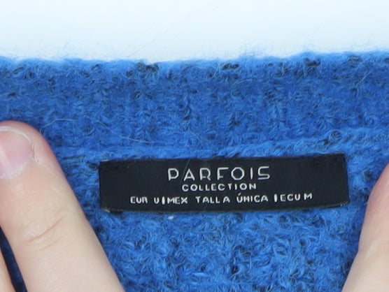 Parfois Women Blue Chunky Knit Relaxed Pullover Jumper One Size