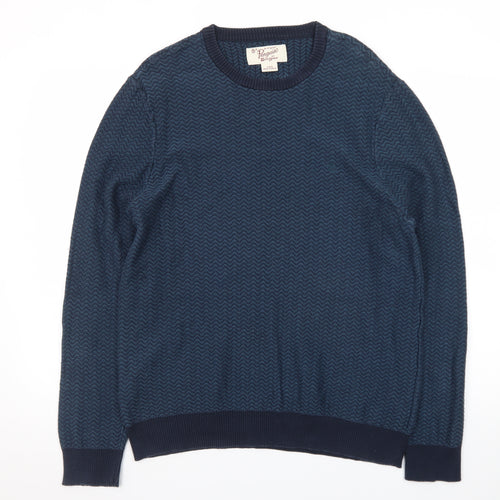 Original Penguin Men's Blue Cotton Crew Neck Pullover Jumper Size L
