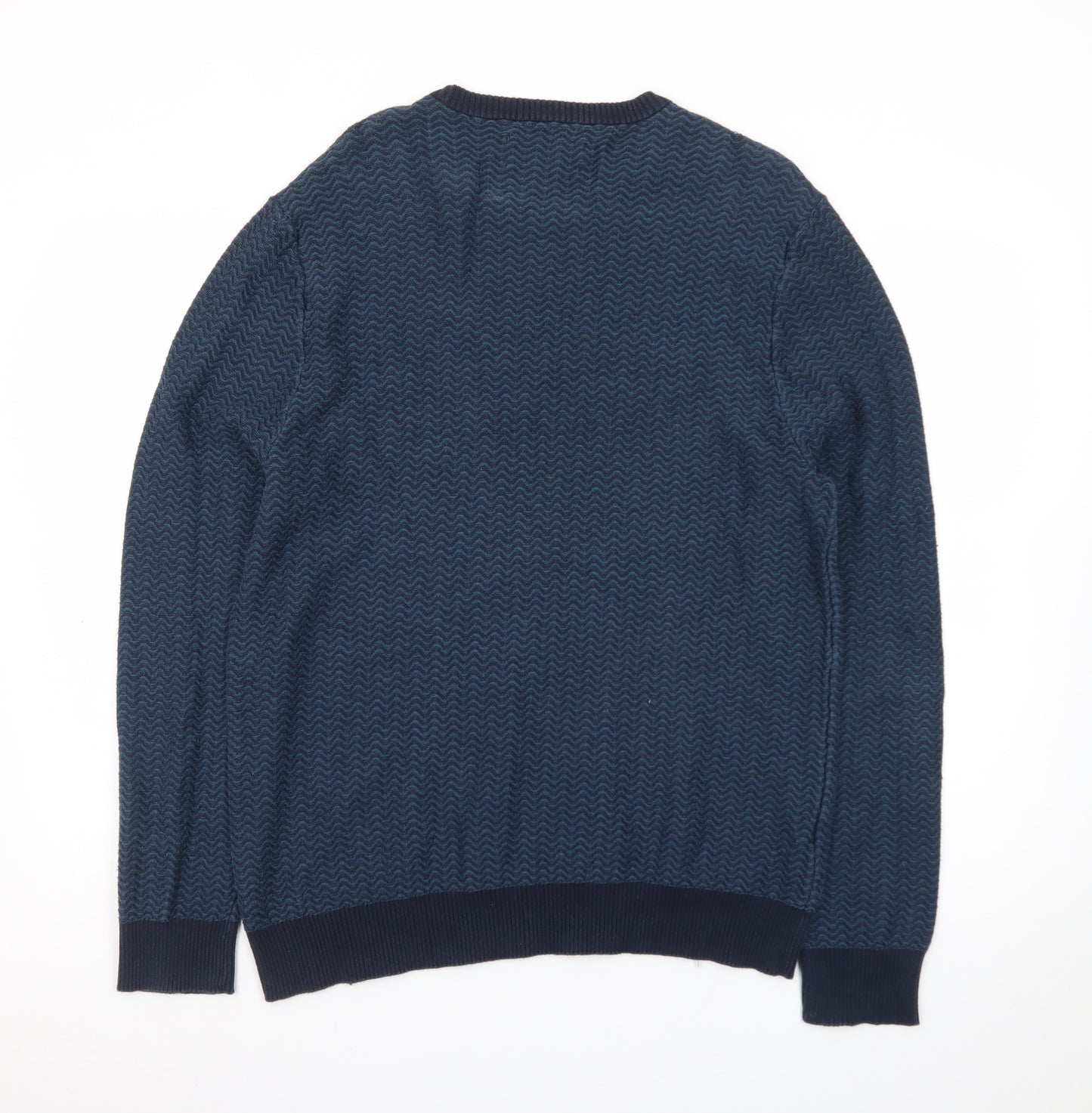 Original Penguin Men's Blue Cotton Crew Neck Pullover Jumper Size L