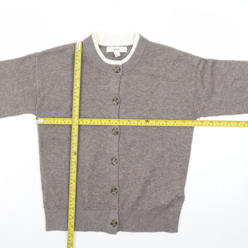 Marks and Spencer Women Brown XS Crew Neck Button Cardigan