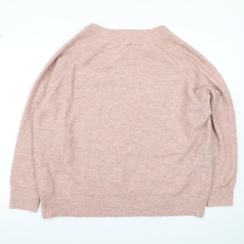 Next Women Pink Beaded V-Neck Pullover Jumper Size 16