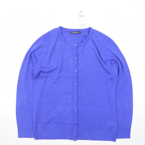 Bonmarché Women's Blue Size 12 Crew Neck Cardigan Jumper