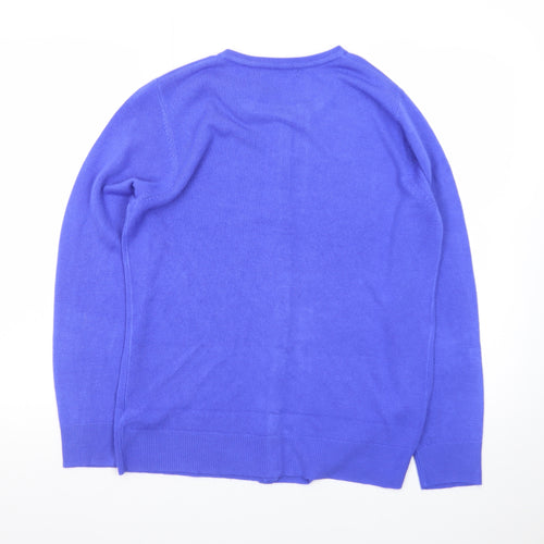 Bonmarché Women's Blue Size 12 Crew Neck Cardigan Jumper