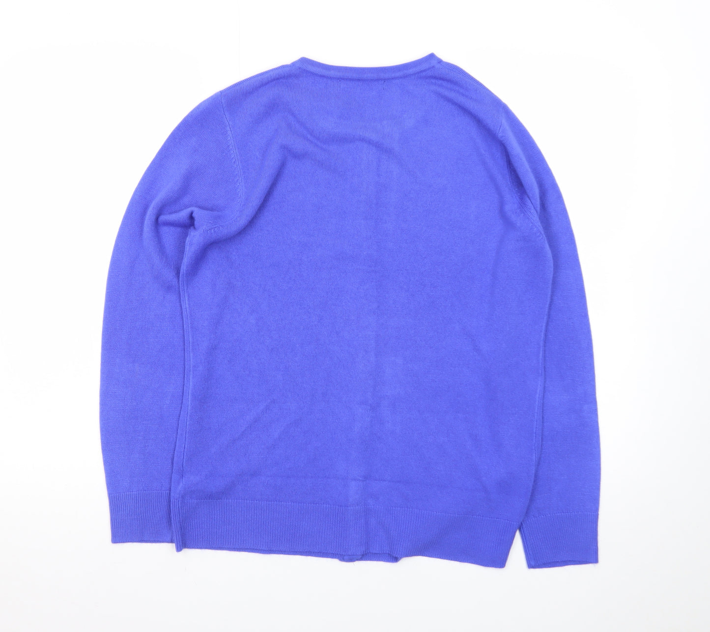 Bonmarché Women's Blue Size 12 Crew Neck Cardigan Jumper