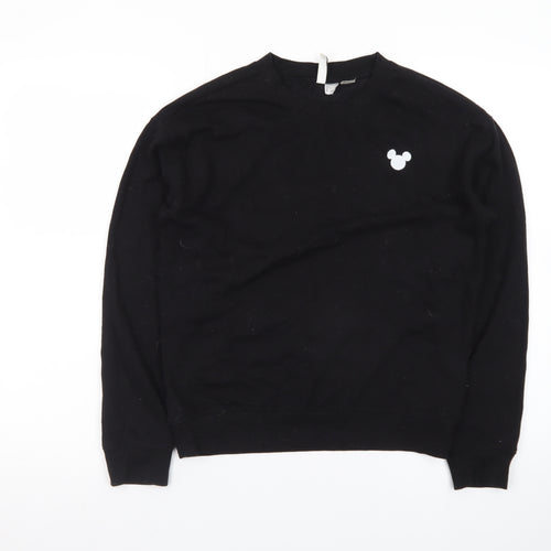 H&M Divided Women Black Small Pullover Sweatshirt Mickey Logo