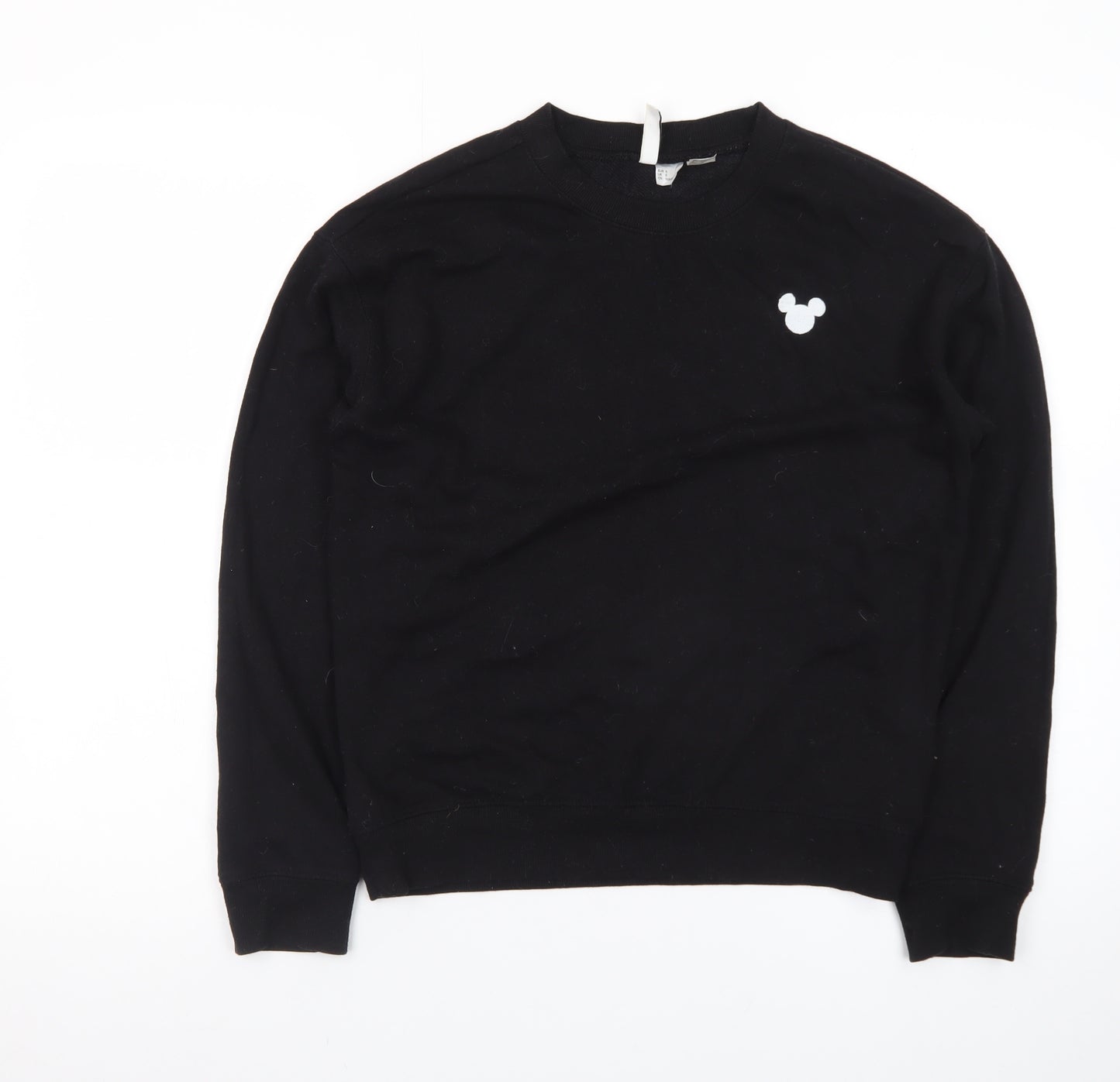 H&M Divided Women Black Small Pullover Sweatshirt Mickey Logo