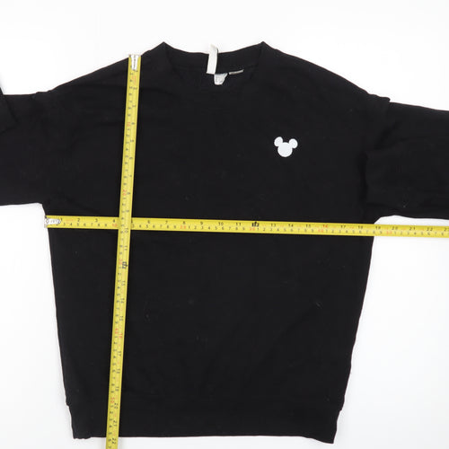 H&M Divided Women Black Small Pullover Sweatshirt Mickey Logo
