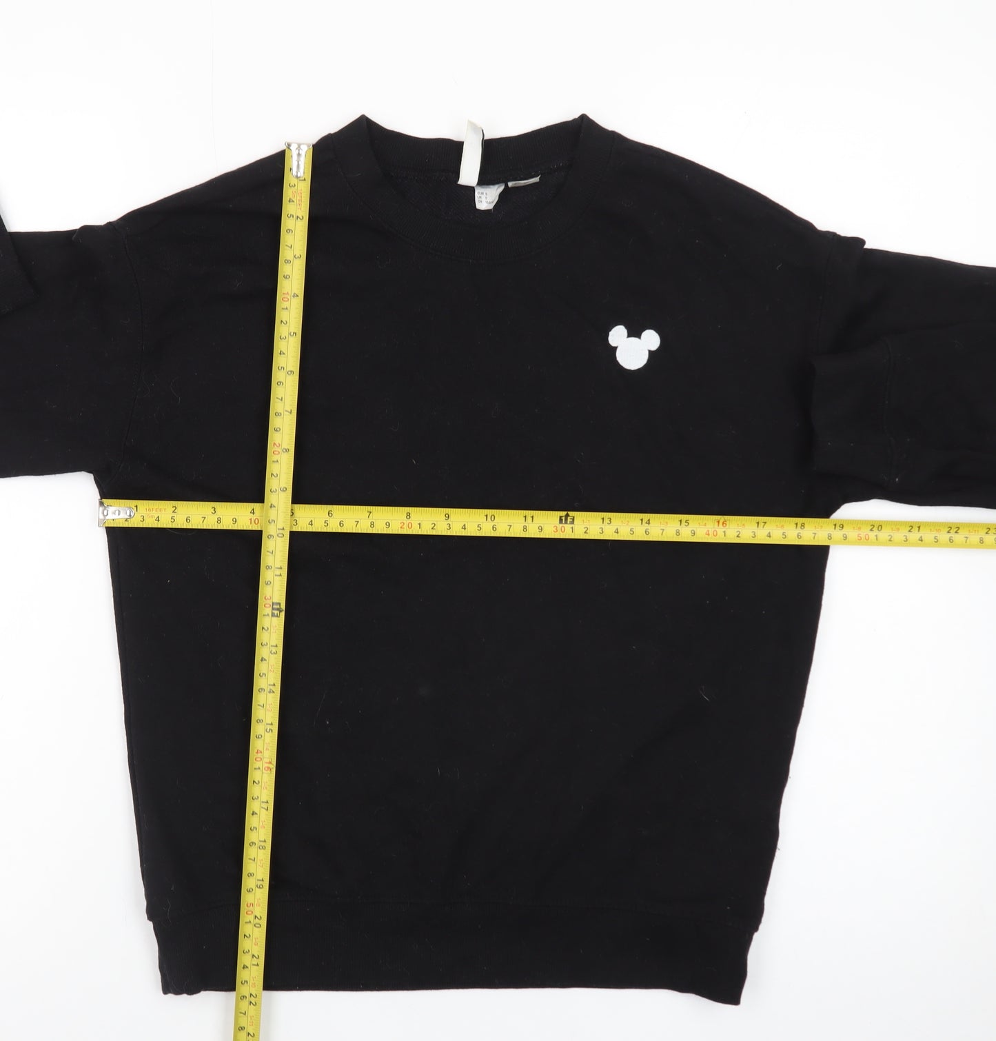 H&M Divided Women Black Small Pullover Sweatshirt Mickey Logo