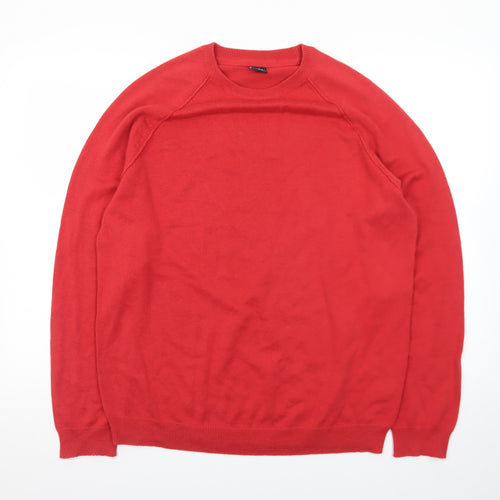 Cotton Traders Men's Red Crew Neck Cotton Jumper Size L