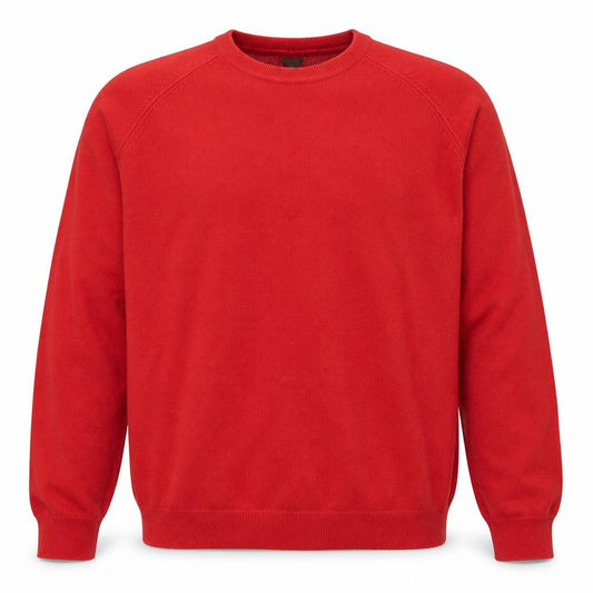 Front view of Cotton Traders Men's Red Crew Neck Cotton Jumper, size L