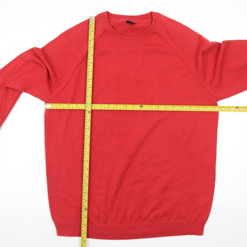 Cotton Traders Men's Red Crew Neck Cotton Jumper Size L