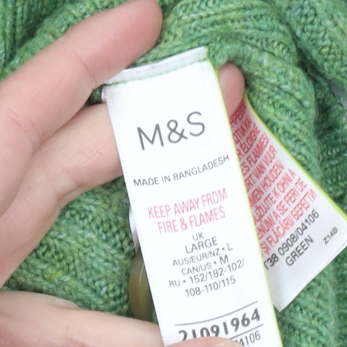 Marks and Spencer Women’s Green Wool Blend Button Cardigan Size L