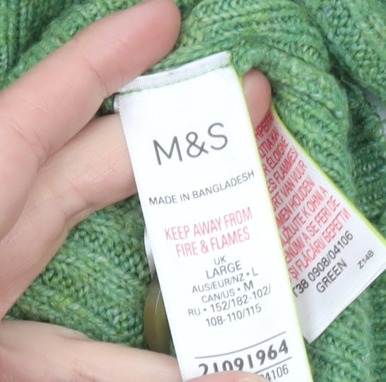Marks and Spencer Women’s Green Wool Blend Button Cardigan Size L