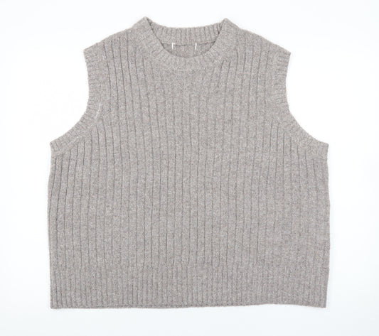 Marks and Spencer Womens Beige Ribbed Knit Sleeveless Vest XL