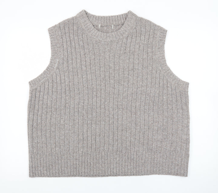 Marks and Spencer Womens Beige Ribbed Knit Sleeveless Vest XL