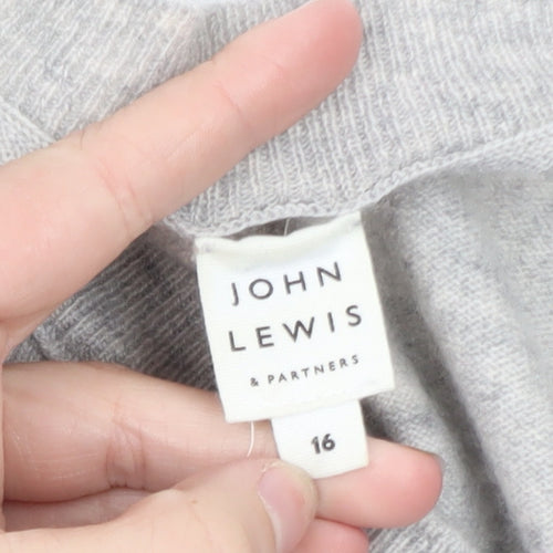 John Lewis Women's Grey Cashmere Pullover Jumper Size 16
