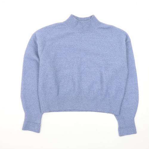 & Other Stories Women Blue Mock Neck Wool Blend Pullover Jumper Size 8