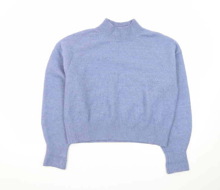 & Other Stories Women Blue Mock Neck Wool Blend Pullover Jumper Size 8
