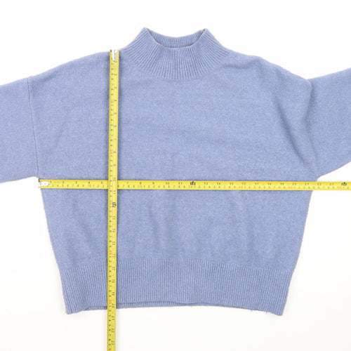 & Other Stories Women Blue Mock Neck Wool Blend Pullover Jumper Size 8