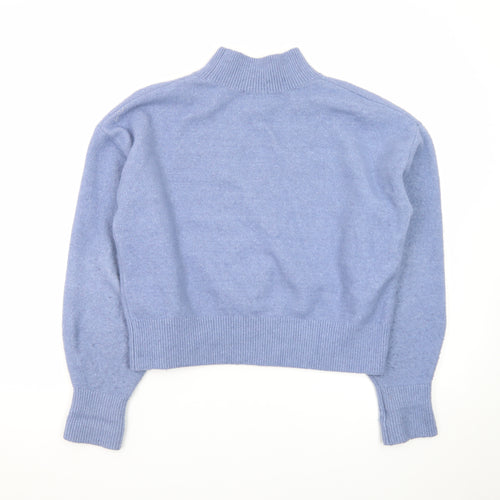 & Other Stories Women Blue Mock Neck Wool Blend Pullover Jumper Size 8