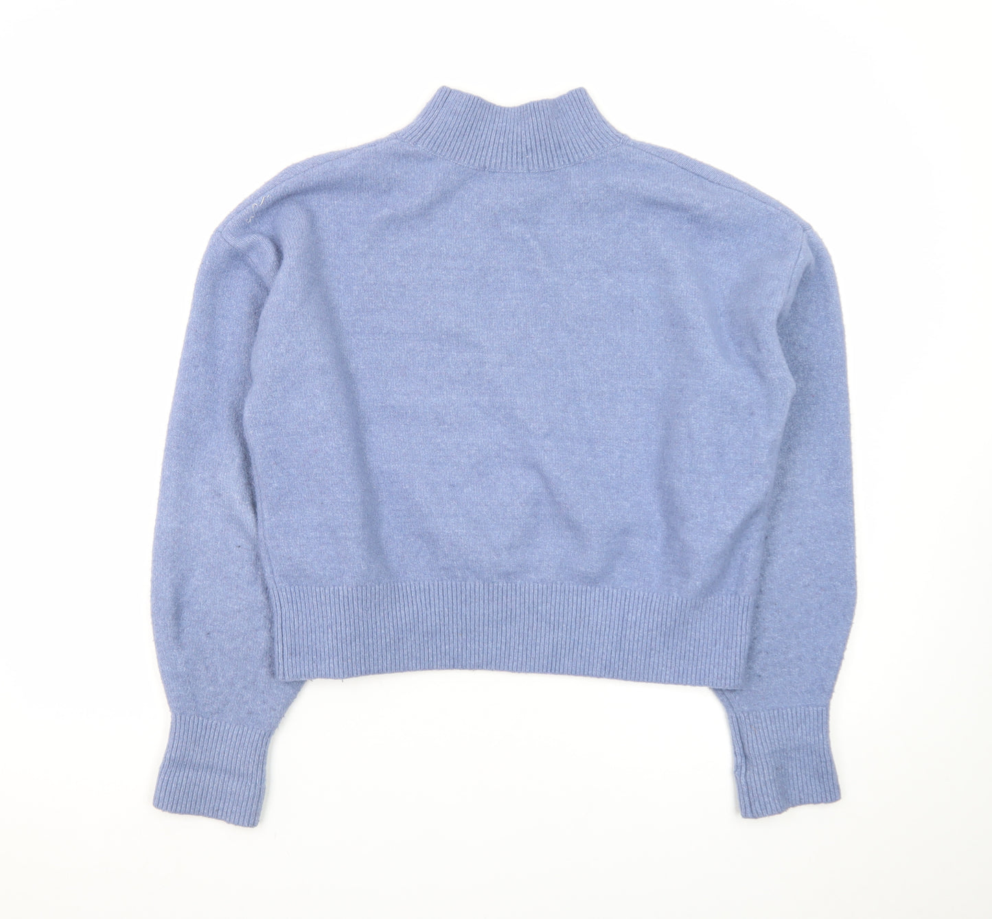 & Other Stories Women Blue Mock Neck Wool Blend Pullover Jumper Size 8